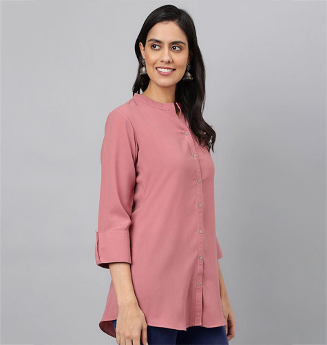 Pink Mandarin Collar Tunic